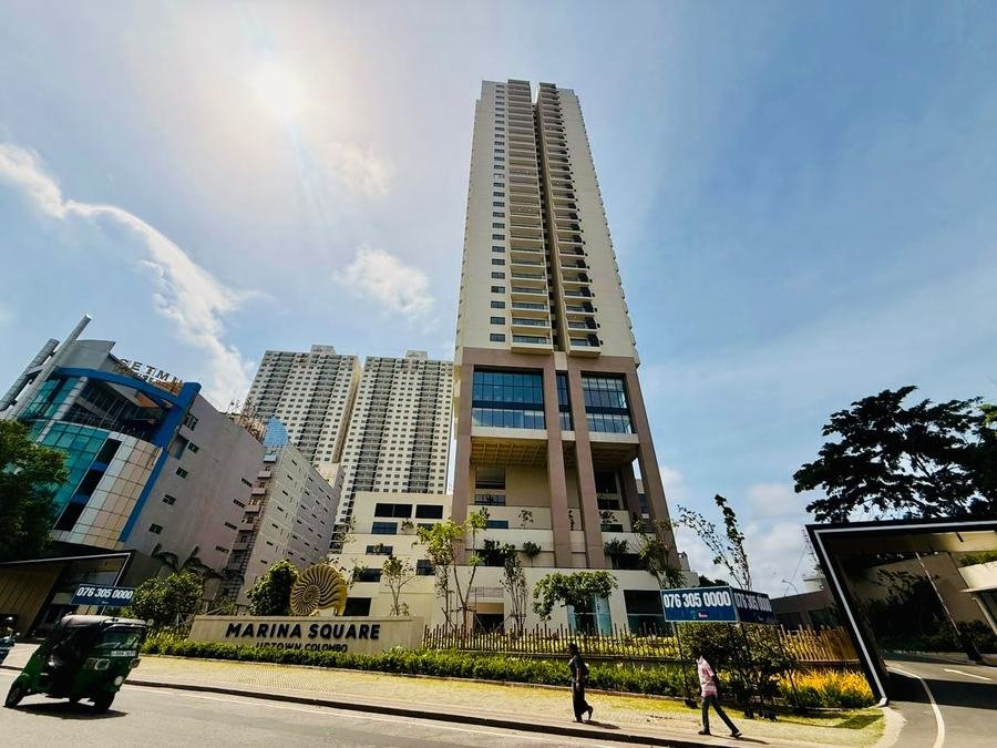 Marina Square Uptown Colombo luxury high-rise tower waterproofing Tower 1 Tower 2 podium micro-cement Hi-Tech Concrete Solutions Sri Lanka